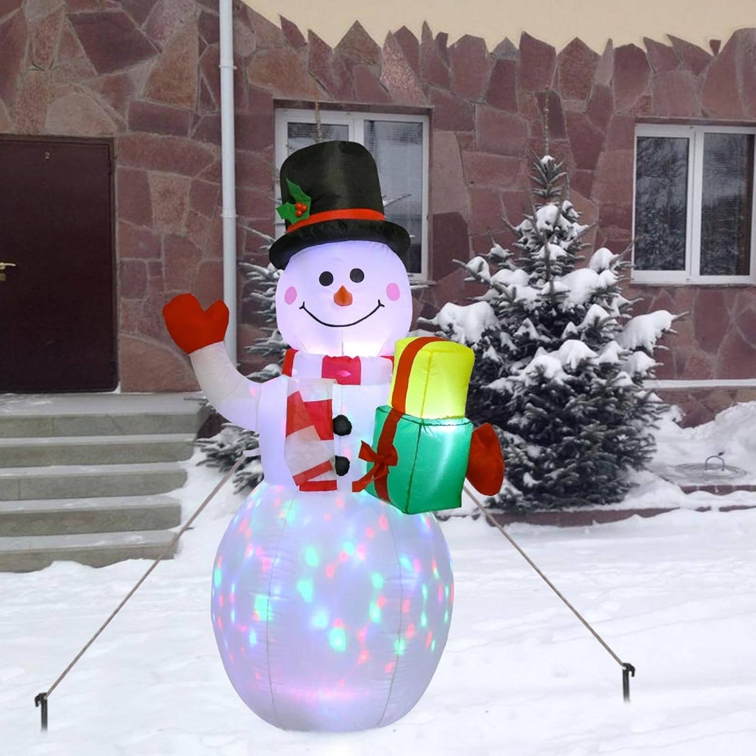 Outdoor Christmas Decorations Inflatable Snowman With LED - product detail 4