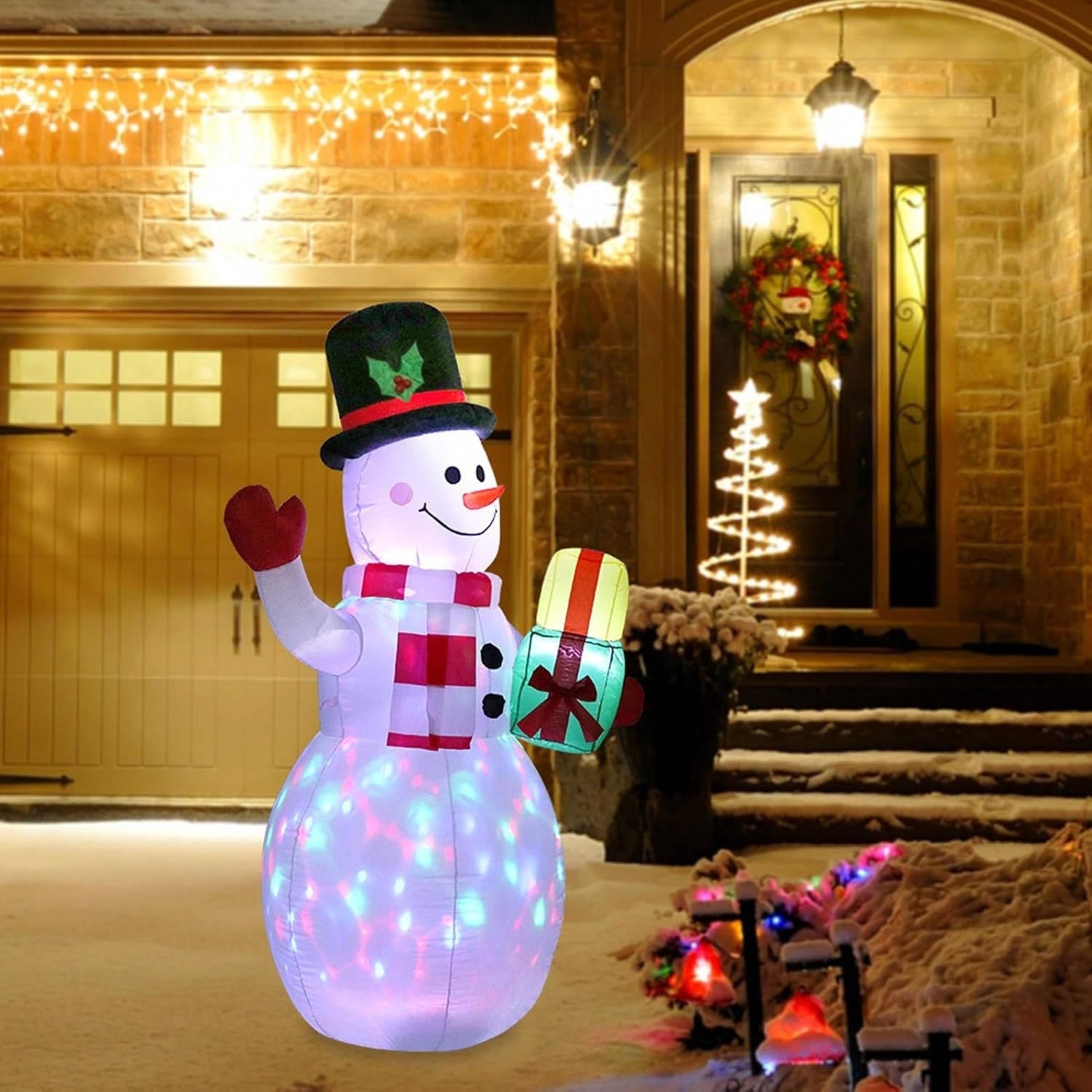 Outdoor Christmas Decorations Inflatable Snowman With LED - product detail 3