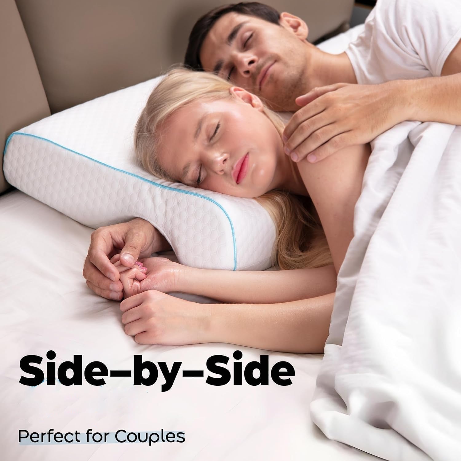 Orthopedic Couple Pillow With Arm-Tunnel For Cuddling - product detail 2