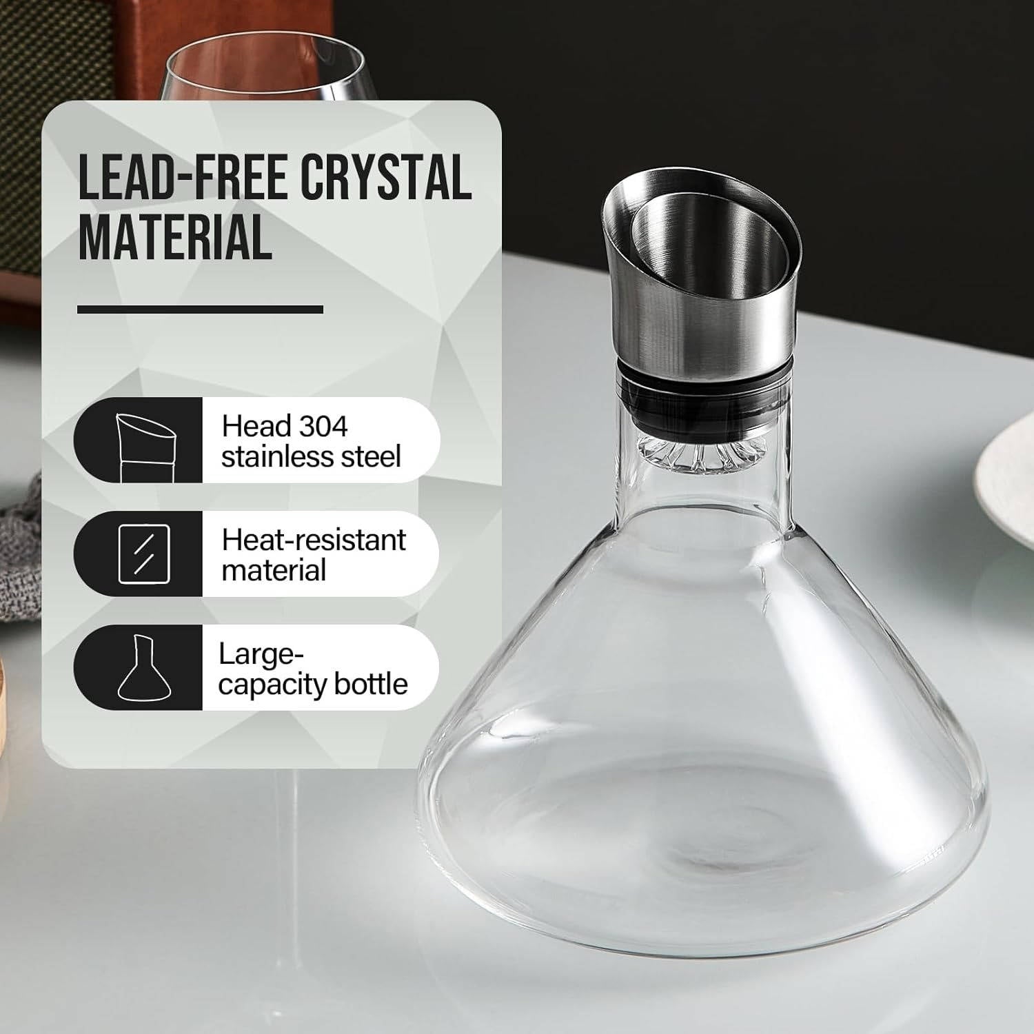Crystal Glass Wine Decanter Aerator Carafe - product detail 3