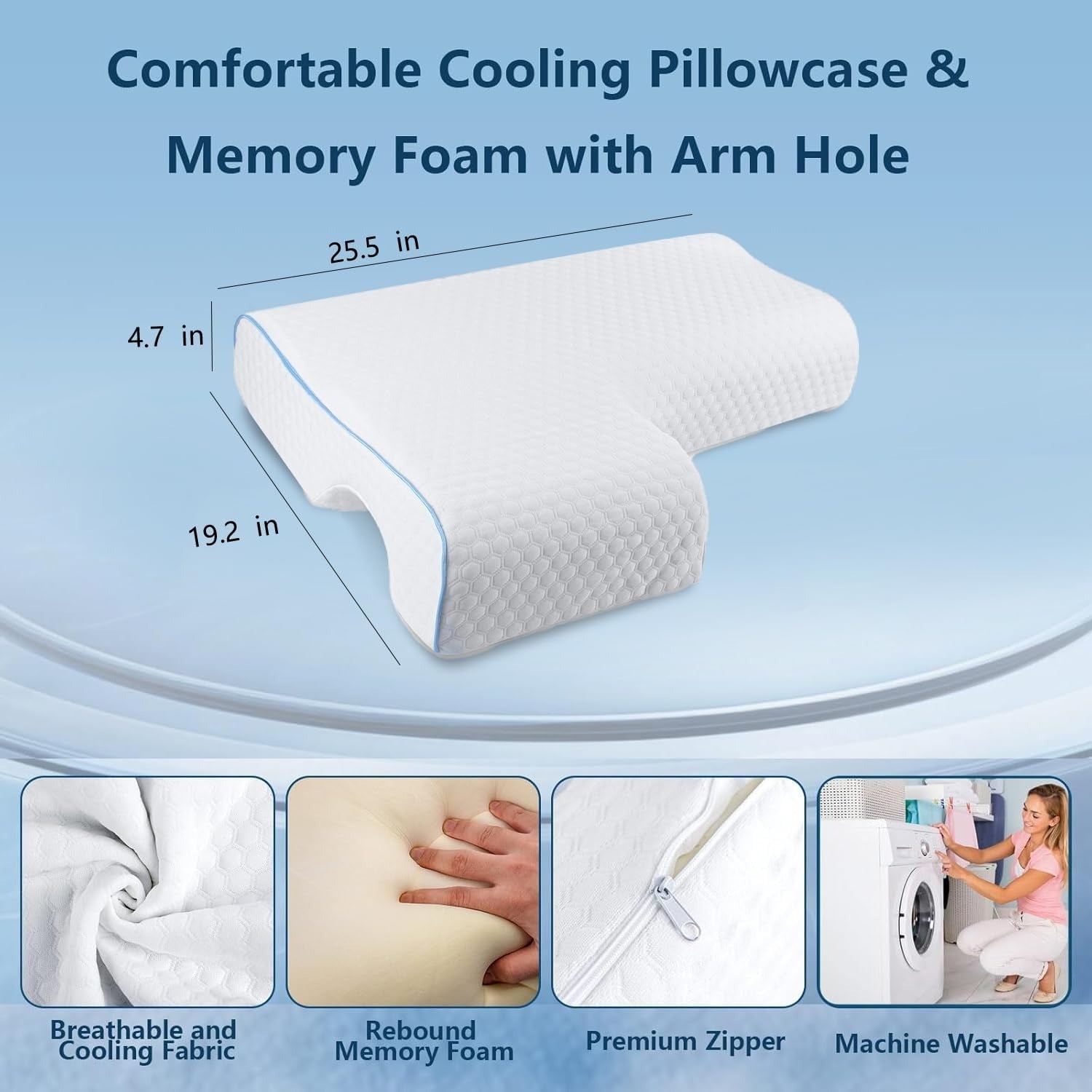 Orthopedic Couple Pillow With Arm-Tunnel For Cuddling - product detail 3