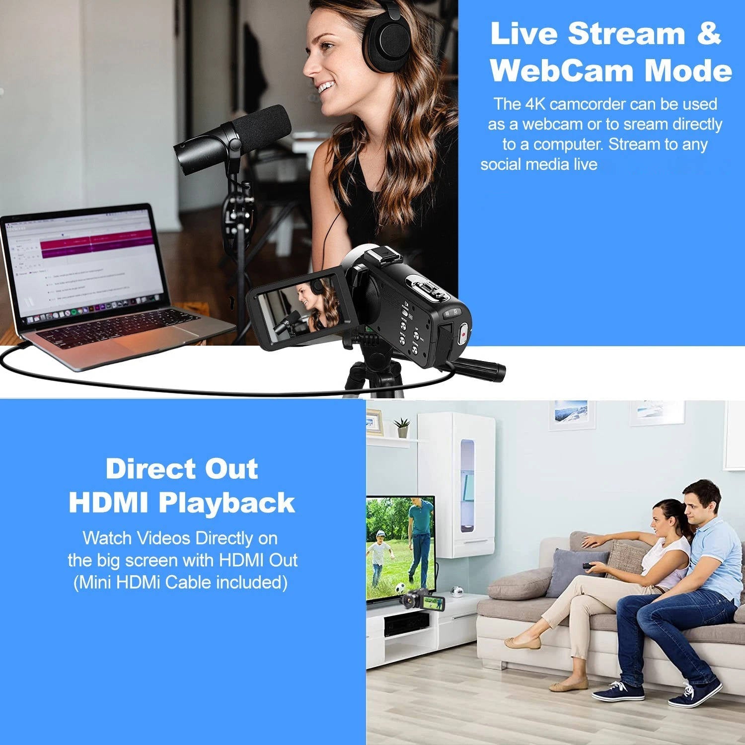 4K Video Camera Camcorder YouTube Vlogging WiFi 48MP - product detail 2