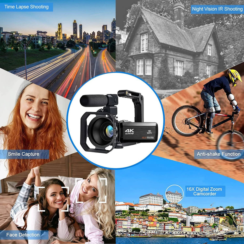 4K Video Camera Camcorder YouTube Vlogging WiFi 48MP - product detail 4