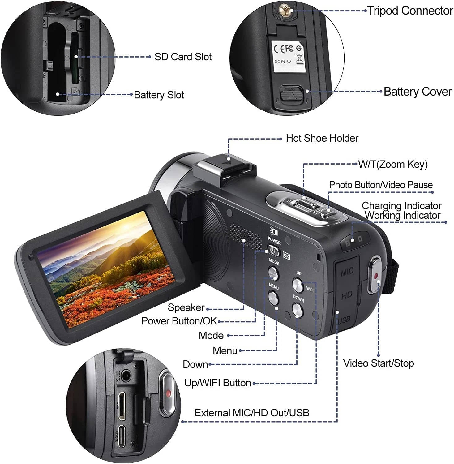 4K Video Camera Camcorder YouTube Vlogging WiFi 48MP - product detail 5
