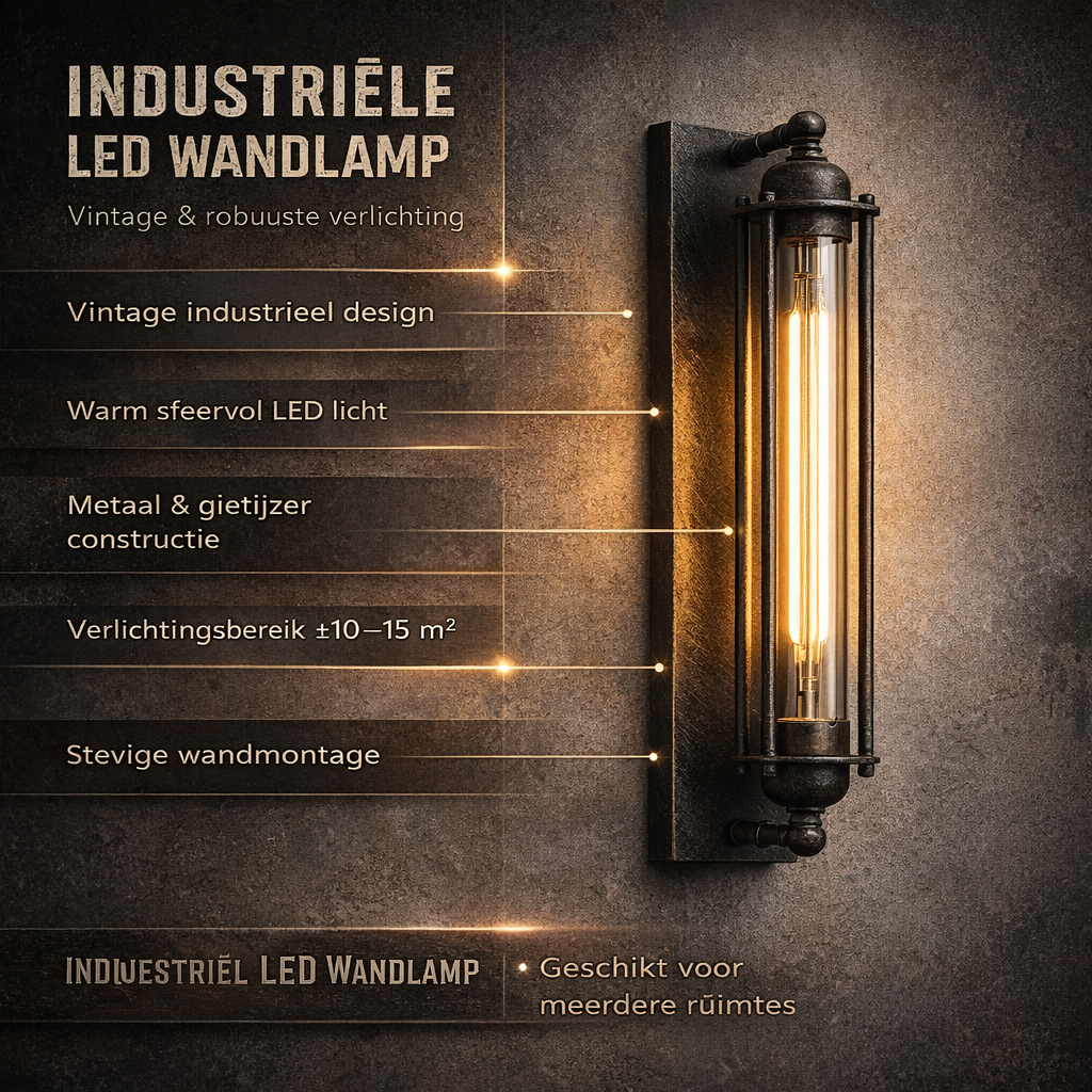 Aplique de pared industrial con iluminación LED moderna y diseño vintage de jaula metálica inalámbrico