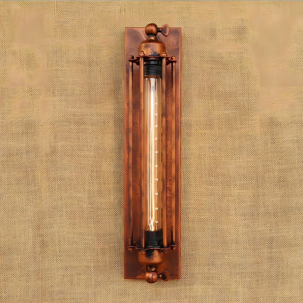 Aplique de pared industrial con iluminación LED moderna y diseño vintage de jaula metálica inalámbrico