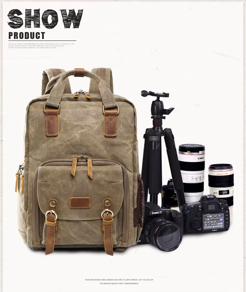 Waterproof Waxed Canvas Camera Backpack - product image 6