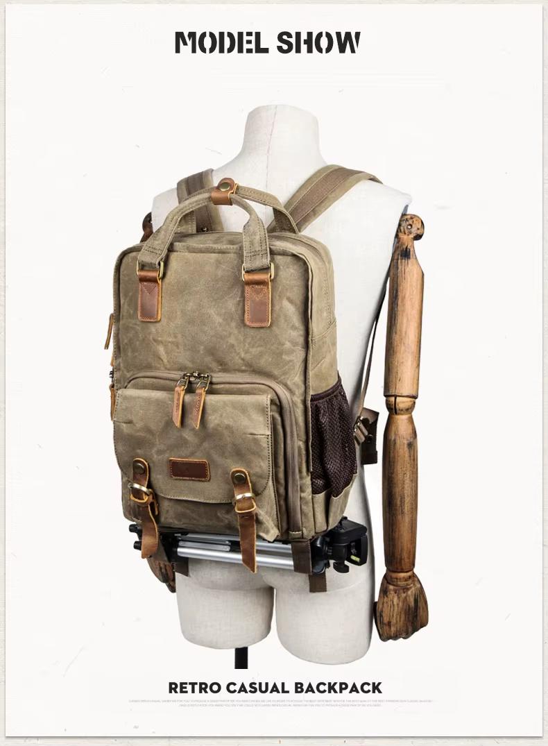 Waterproof Waxed Canvas Camera Backpack - product image 7