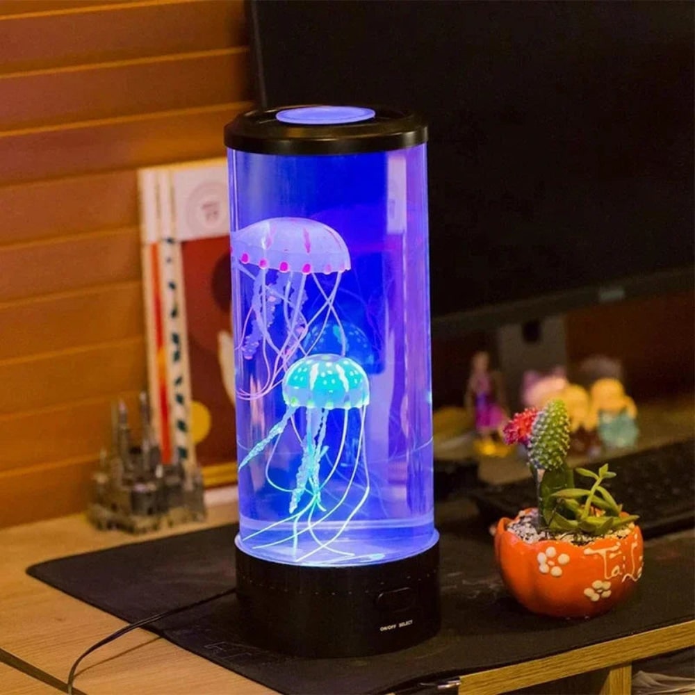 Lámpara infantil de medusas con cambio de color, luz nocturna LED y tentáculos flotantes hacia arriba