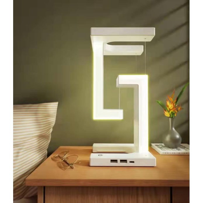 Lámpara de mesa LED recargable para niños, con diseño flotante de tensegridad a batería y almohadilla
