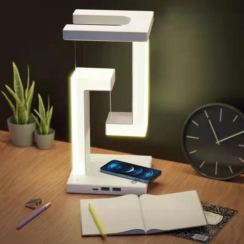Lámpara de mesa LED recargable para niños, con diseño flotante de tensegridad a batería y almohadilla