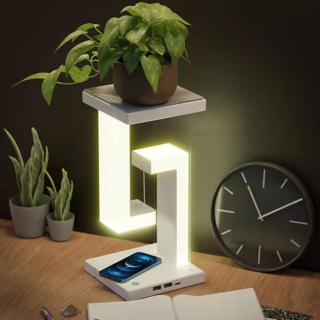 Lámpara de mesa LED recargable para niños, con diseño flotante de tensegridad a batería y almohadilla