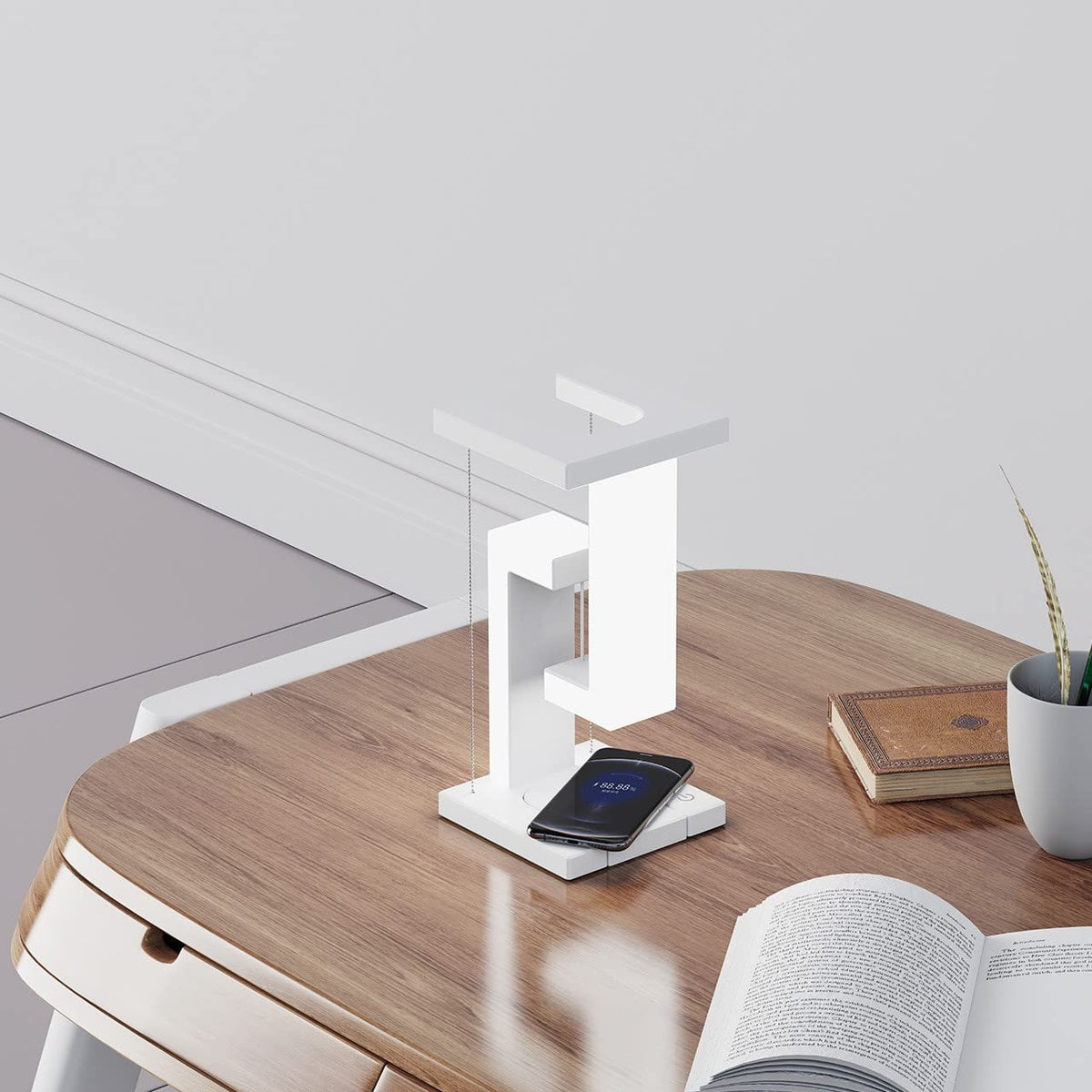 Lámpara de mesa LED recargable para niños, con diseño flotante de tensegridad a batería y almohadilla