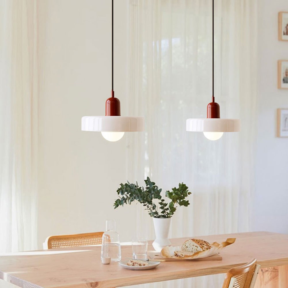 Lámpara colgante de cocina con cable ajustable y pantalla de disco de vidrio para la sala de estar