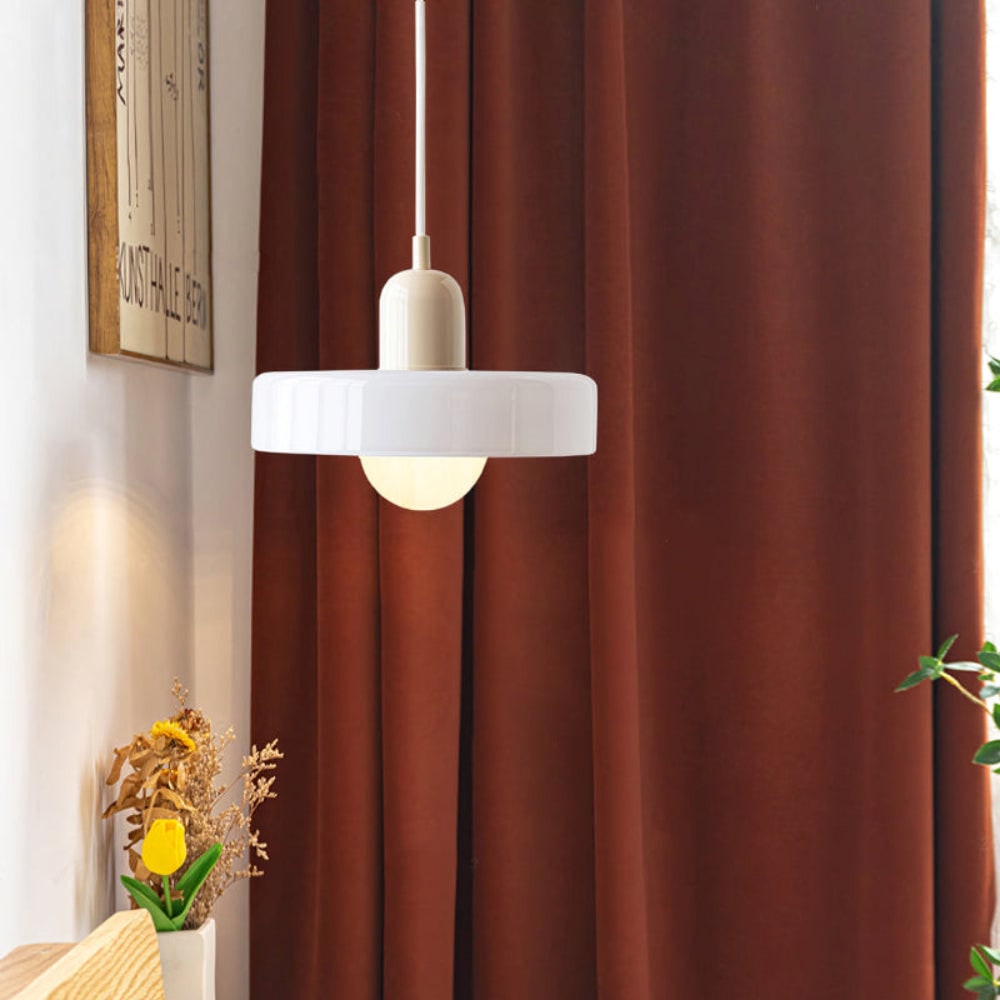 Lámpara colgante de cocina con cable ajustable y pantalla de disco de vidrio para la sala de estar
