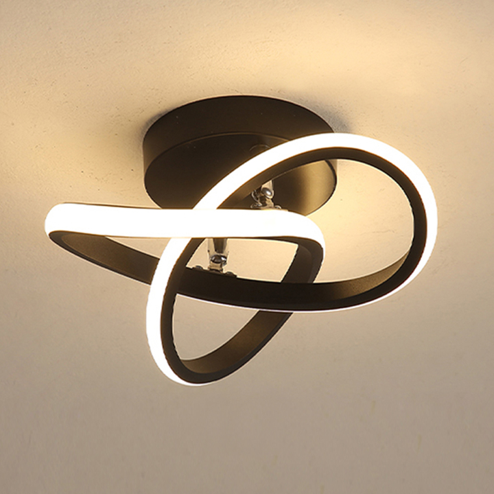 Lámpara de techo LED de perfil bajo con montaje al ras y diseño moderno de anillos superpuestos