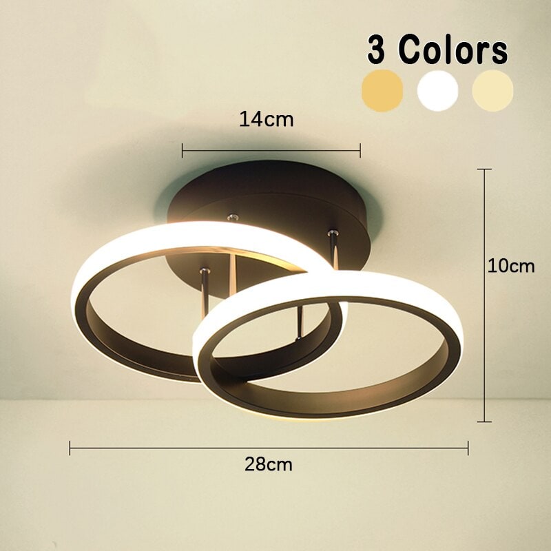 Lámpara de techo LED de perfil bajo con montaje al ras y diseño moderno de anillos superpuestos