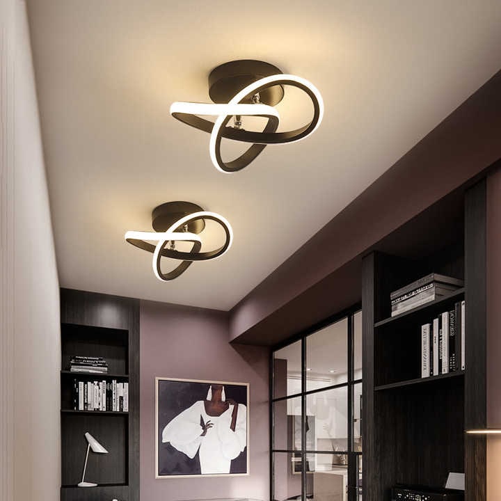Lámpara de techo LED de perfil bajo con montaje al ras y diseño moderno de anillos superpuestos