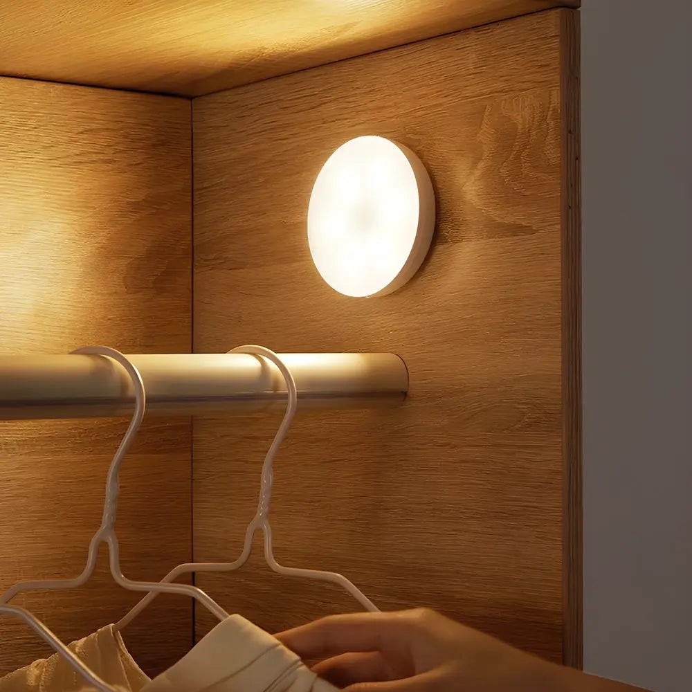 Luz LED con sensor de movimiento, detección activada, inalámbrica, magnética, tipo puck, blanco cálido