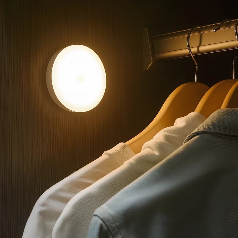 Luz LED con sensor de movimiento, detección activada, inalámbrica, magnética, tipo puck, blanco cálido