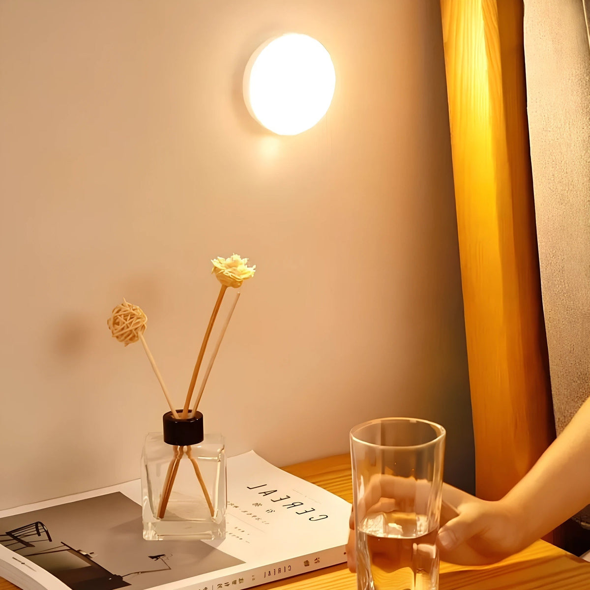 Luz LED con sensor de movimiento, detección activada, inalámbrica, magnética, tipo puck, blanco cálido