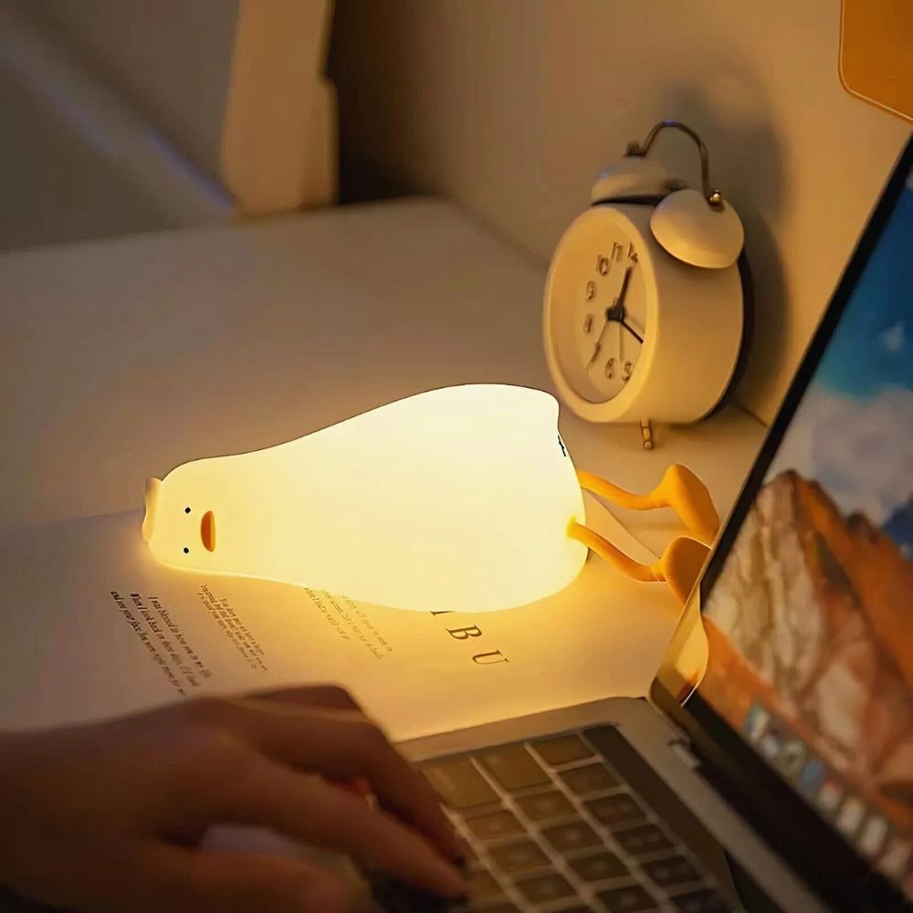 Luz nocturna LED recargable de silicona, portátil y suave, con forma de animal y luz blanca cálida