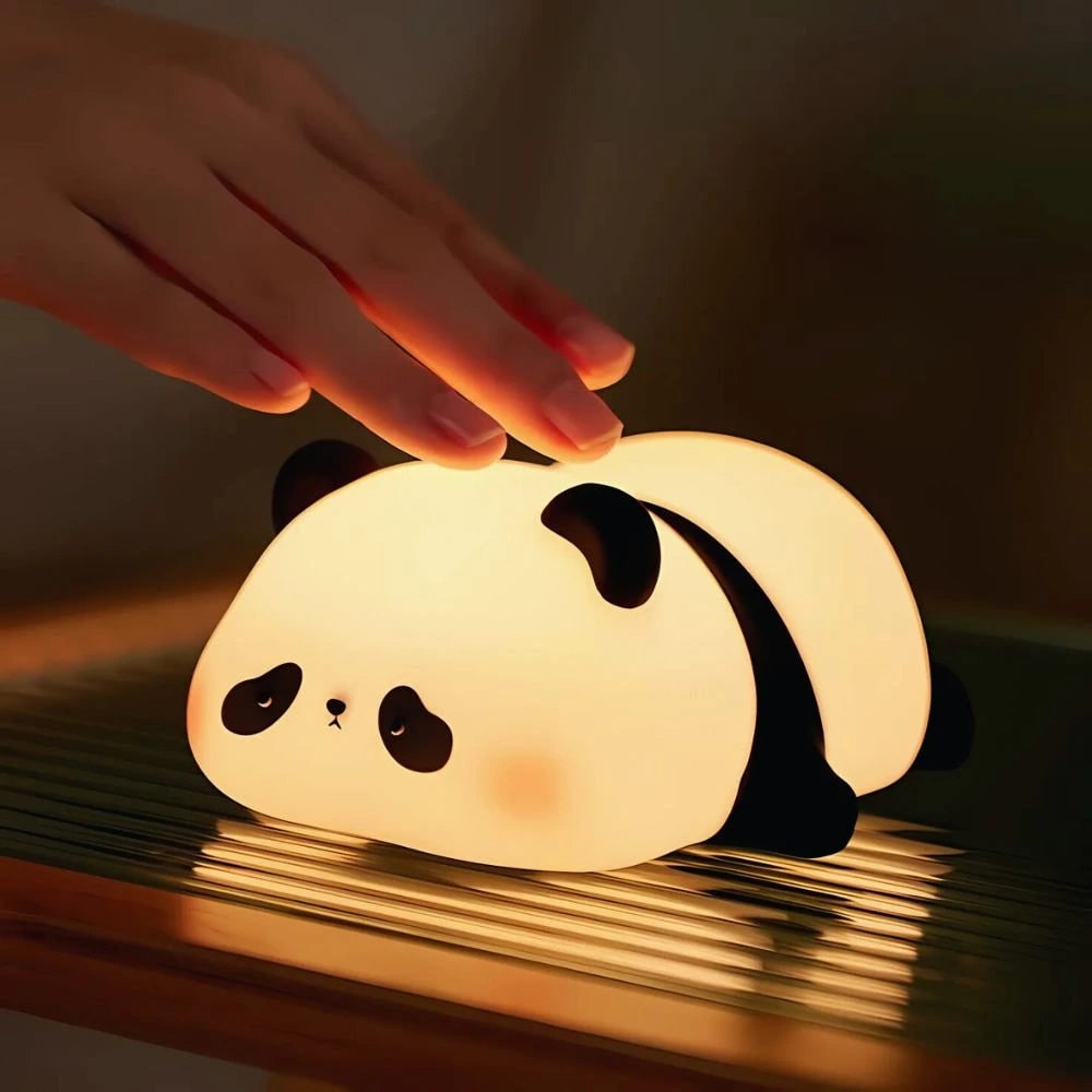 Luz nocturna LED recargable de silicona, portátil y suave, con forma de animal y luz blanca cálida