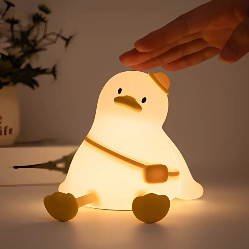 Luz nocturna LED recargable de silicona, portátil y suave, con forma de animal y luz blanca cálida