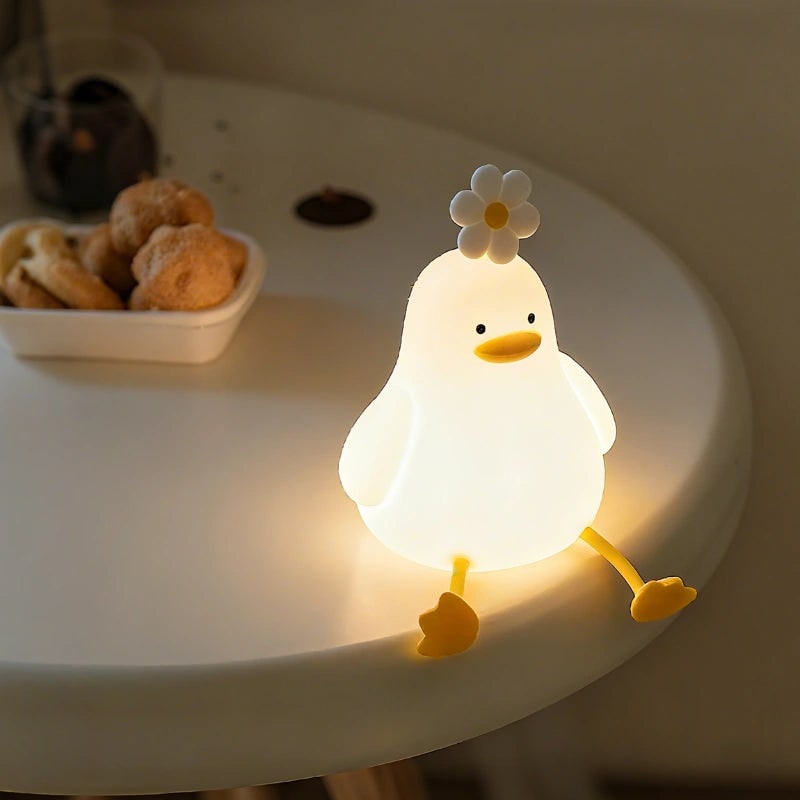 Luz nocturna LED recargable de silicona, portátil y suave, con forma de animal y luz blanca cálida