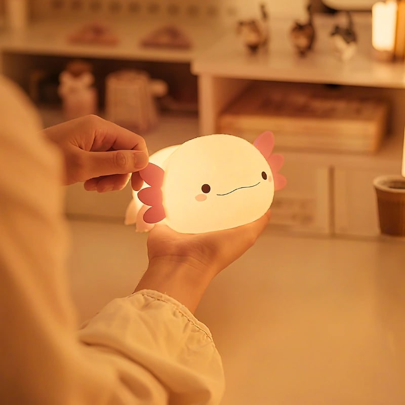 Luz nocturna LED recargable de silicona, portátil y suave, con forma de animal y luz blanca cálida
