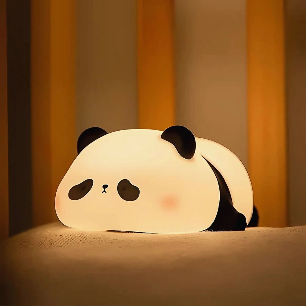 Luz nocturna LED recargable de silicona, portátil y suave, con forma de animal y luz blanca cálida