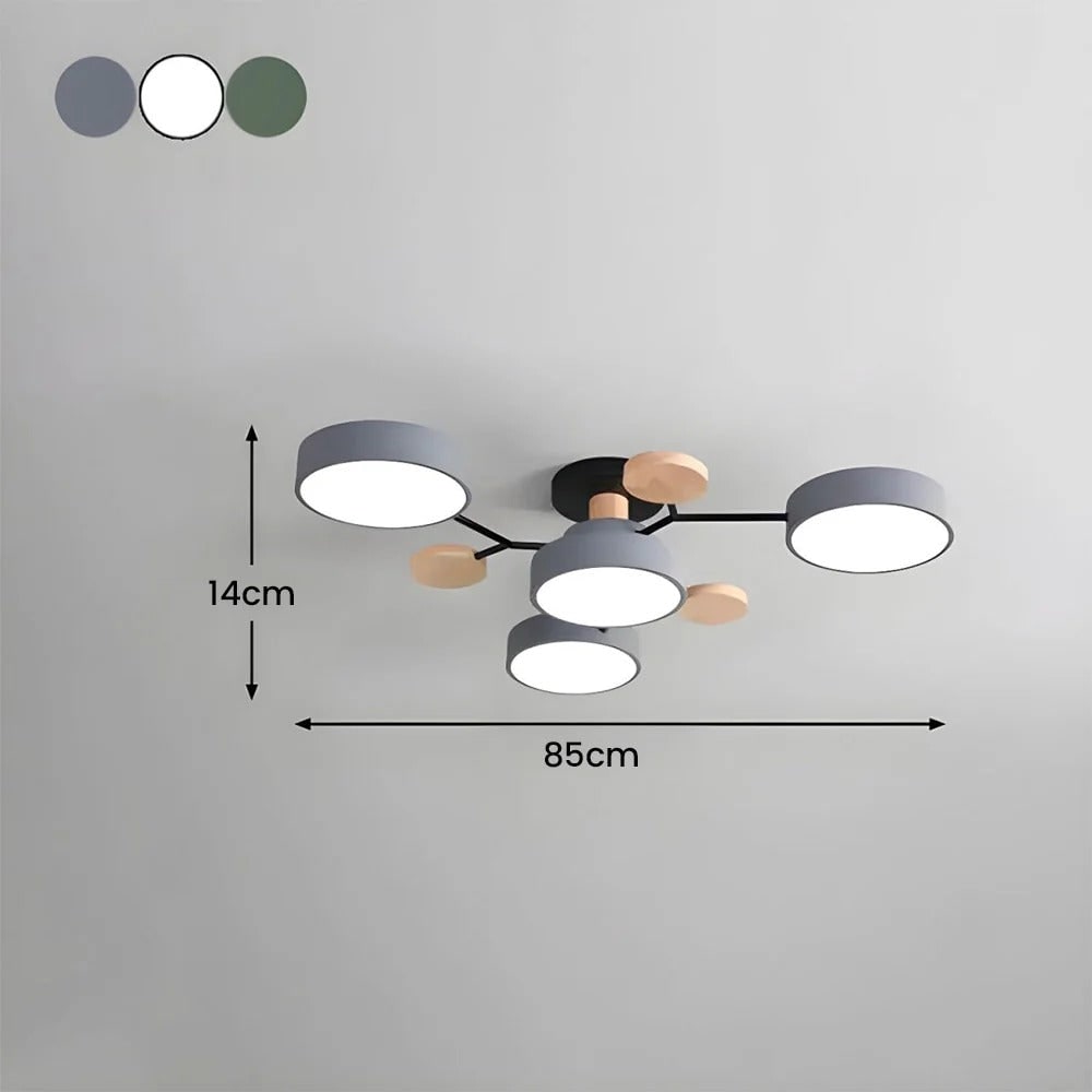 Lámpara de techo LED semiempotrada con detalles modernos de madera para la cocina y el comedor