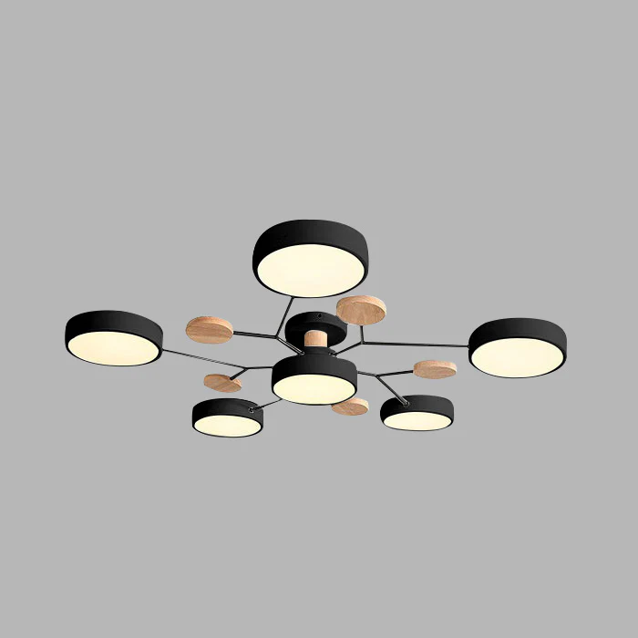 Lámpara de techo LED semiempotrada con detalles modernos de madera para la cocina y el comedor