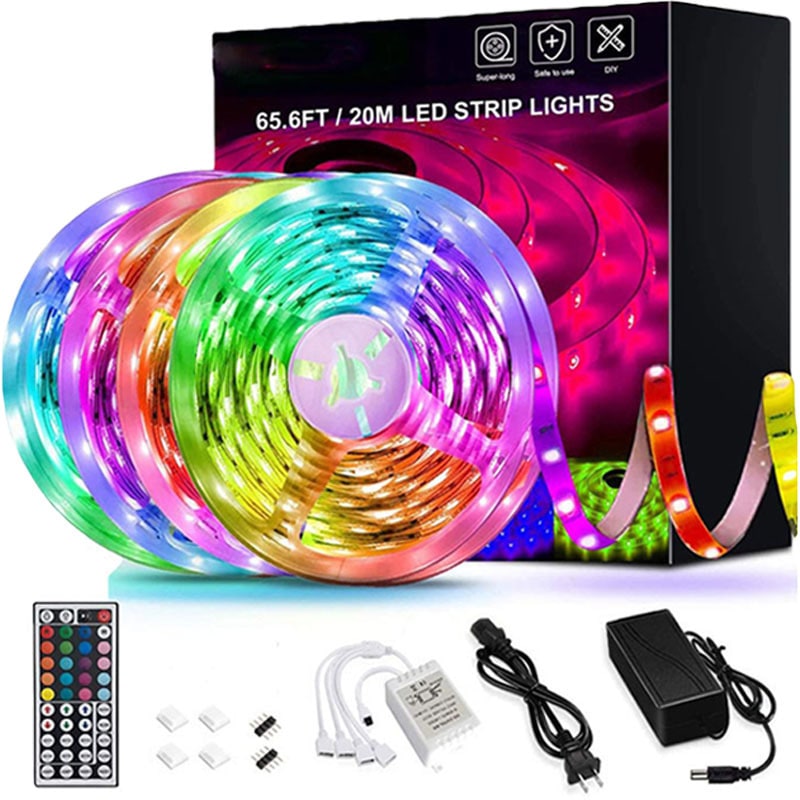 Tiras de luces LED RGB con cambio de color, control remoto y diodos de cinta flexible para decorar habitaciones