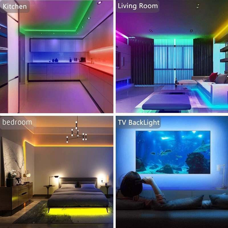 Tiras de luces LED RGB con cambio de color, control remoto y diodos de cinta flexible para decorar habitaciones