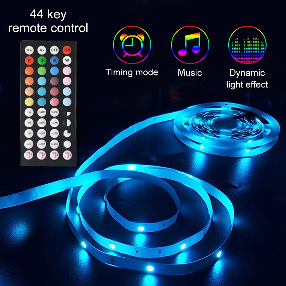 Tiras de luces LED RGB con cambio de color, control remoto y diodos de cinta flexible para decorar habitaciones