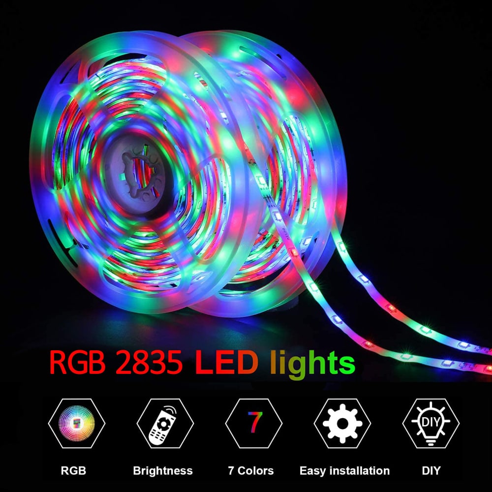 Tiras de luces LED RGB con control remoto USB, flexibles y con cambio de color para iluminación bajo gabinete