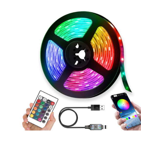 Tiras de luces LED RGB con control remoto USB, flexibles y con cambio de color para iluminación bajo gabinete