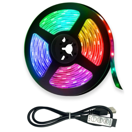 Tiras de luces LED RGB con control remoto USB, flexibles y con cambio de color para iluminación bajo gabinete