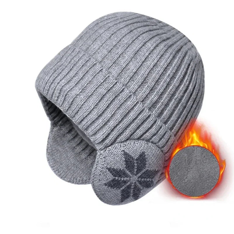 Unisex Winter Knit Beanie with Ear Protection - product detail 9
