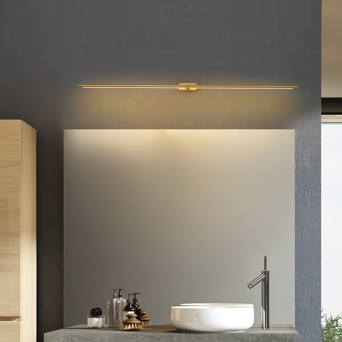 Aplique de pared moderno lineal a batería, con LED recargable inalámbrico y diseño minimalista