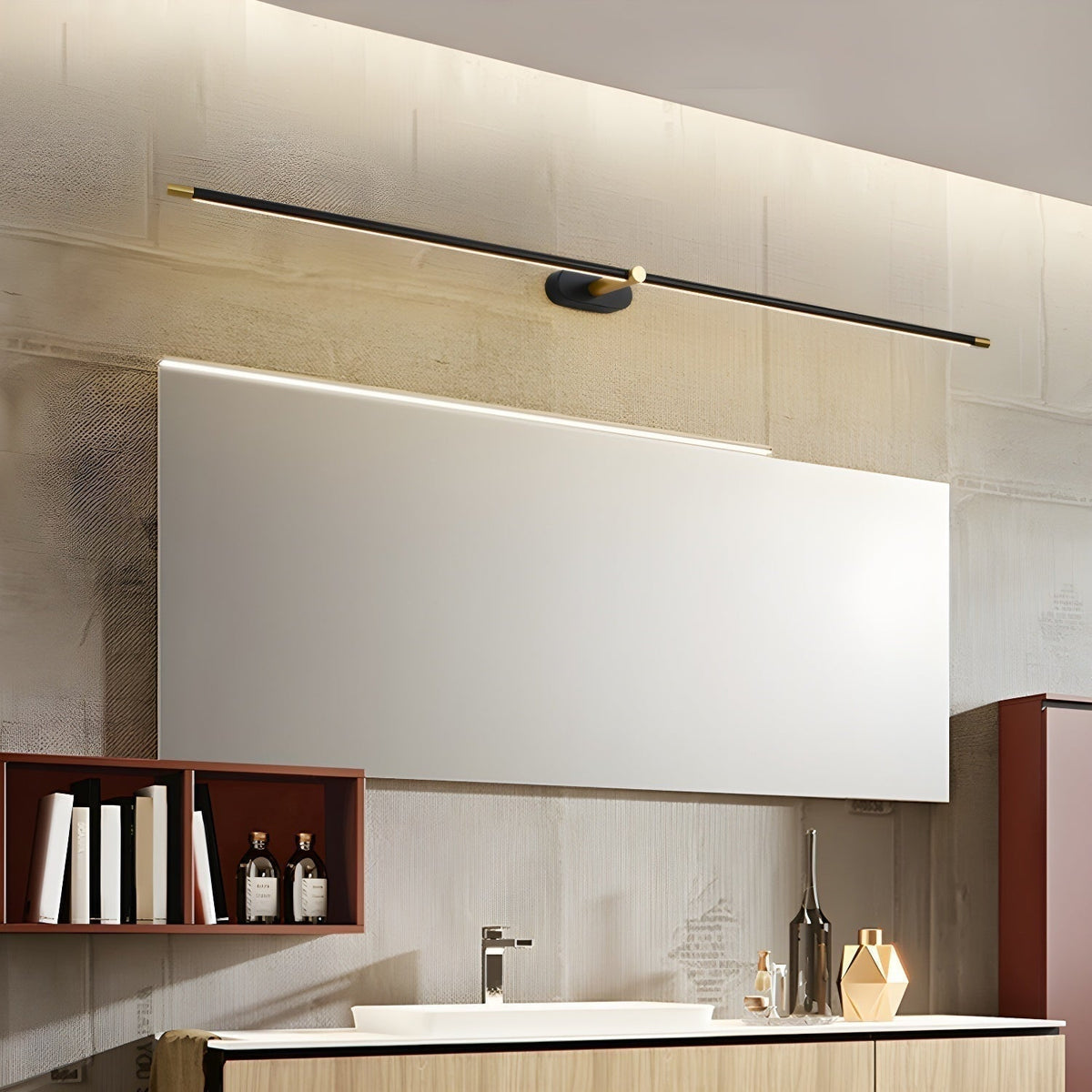 Aplique de pared moderno lineal a batería, con LED recargable inalámbrico y diseño minimalista