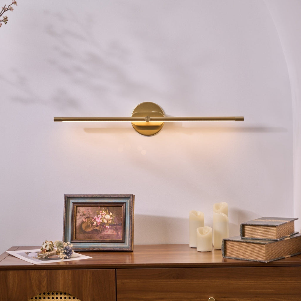 Aplique de pared moderno lineal a batería, con LED recargable inalámbrico y diseño minimalista