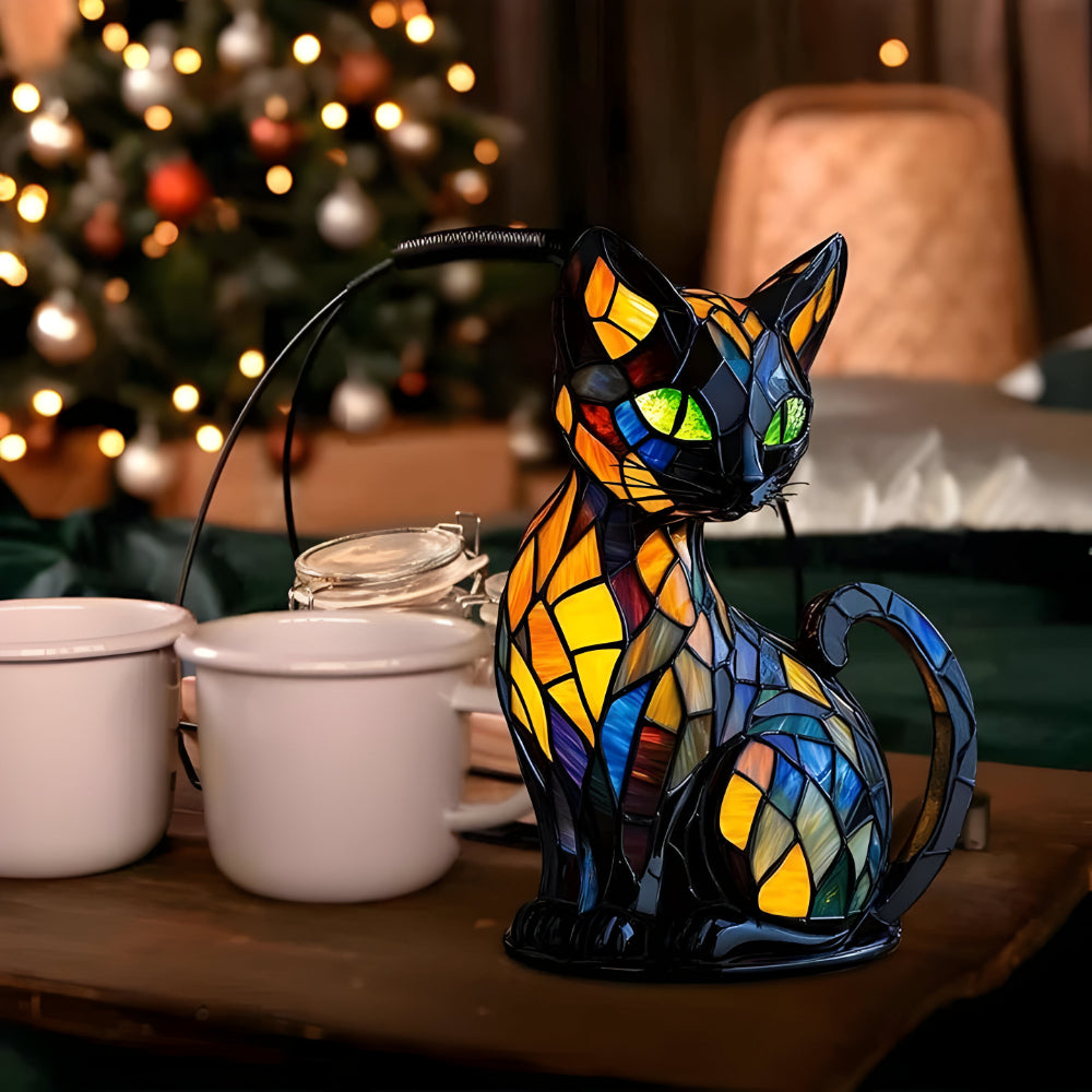 Lámpara de mesa con forma de gato, luz suave con cambio de color para decoración del hogar
