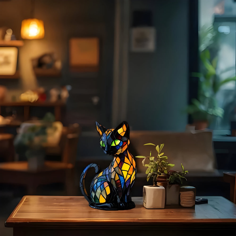 Lámpara de mesa con forma de gato, luz suave con cambio de color para decoración del hogar