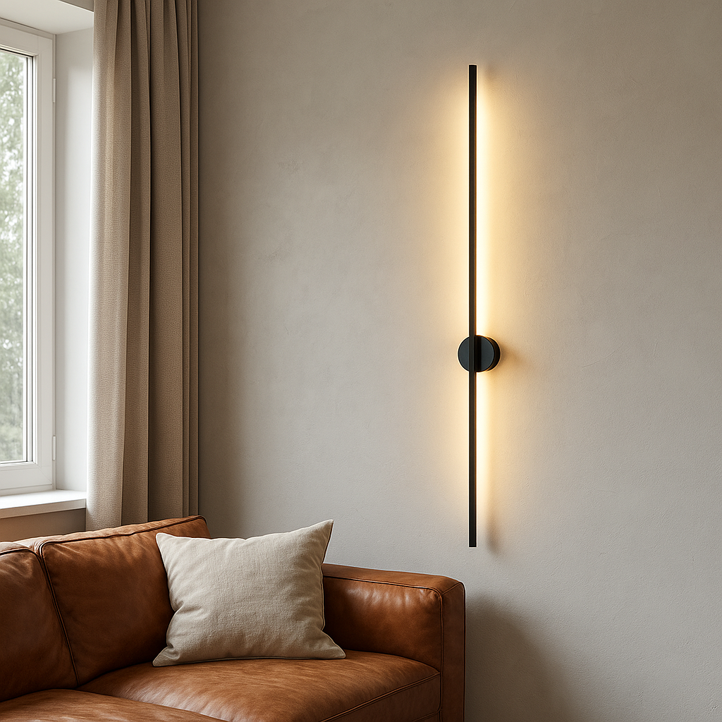 Aplique de pared LED lineal contemporáneo moderno con iluminación trasera indirecta
