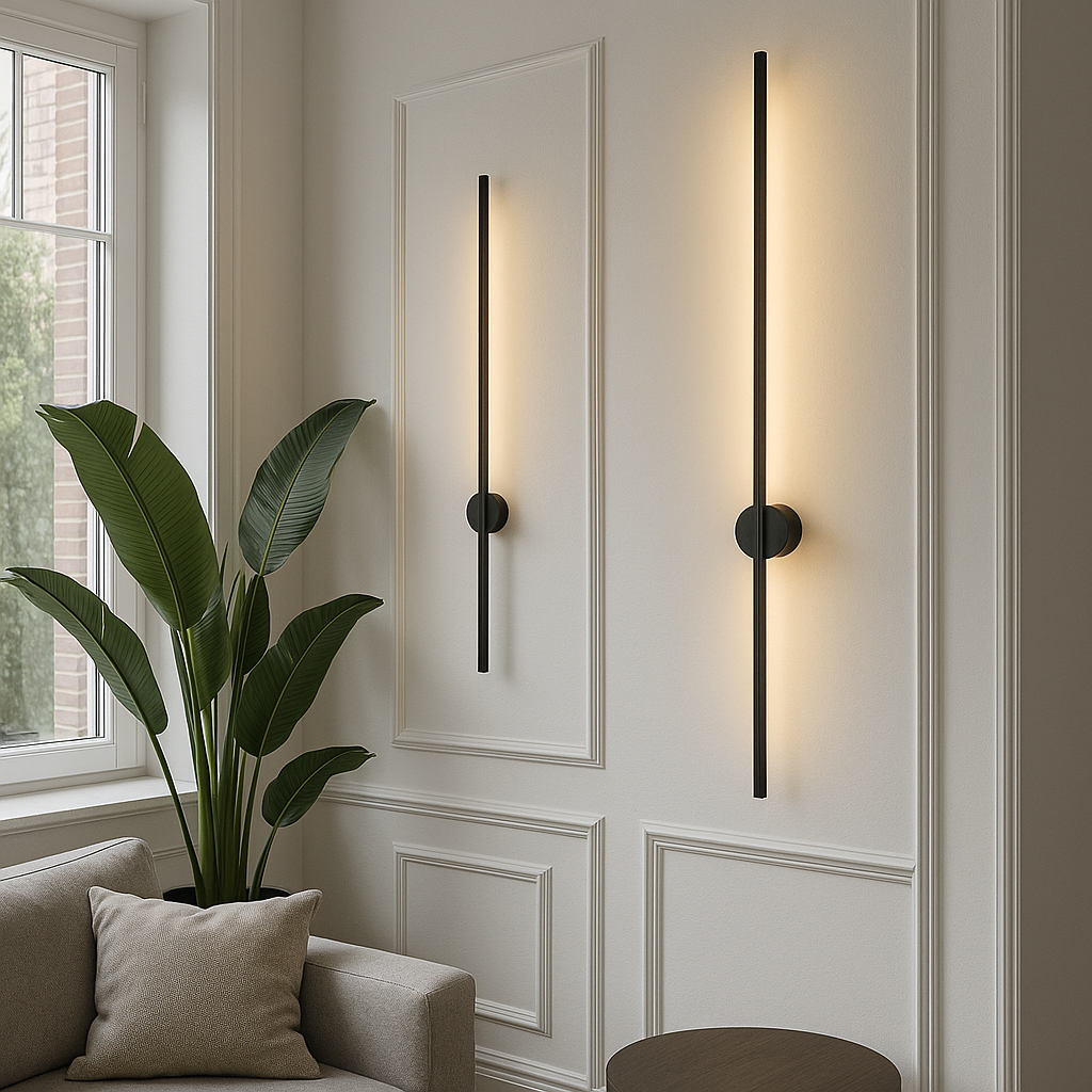 Aplique de pared LED lineal contemporáneo moderno con iluminación trasera indirecta