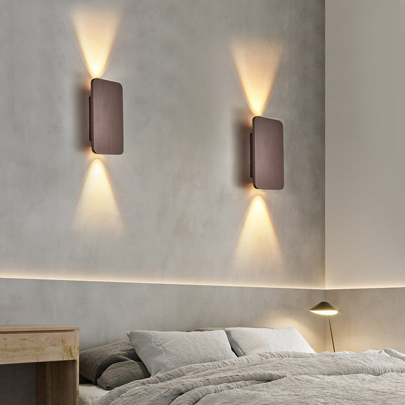 Aplique de pared LED moderno y contemporáneo, rectangular, de metal y montaje al ras, para interiores