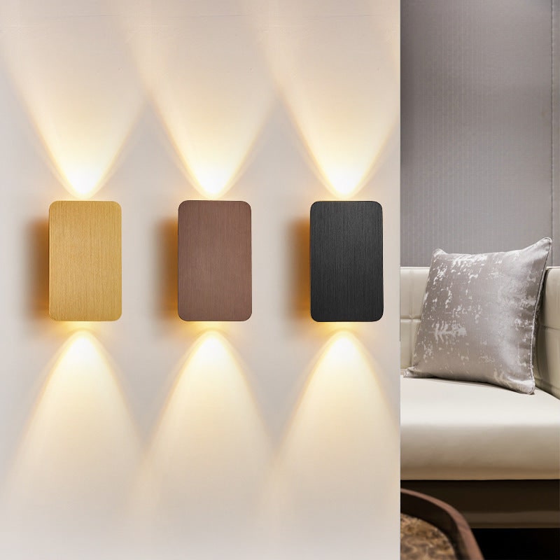 Aplique de pared LED moderno y contemporáneo, rectangular, de metal y montaje al ras, para interiores