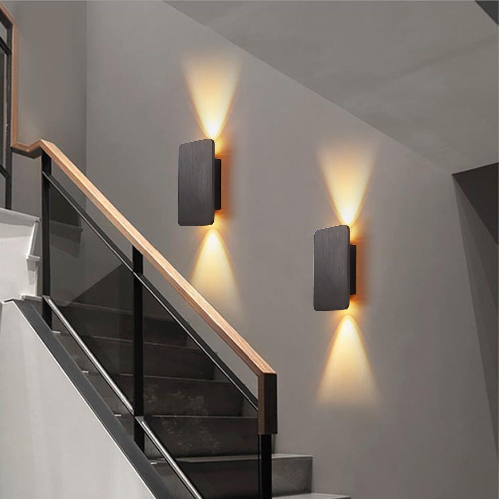 Aplique de pared LED moderno y contemporáneo, rectangular, de metal y montaje al ras, para interiores